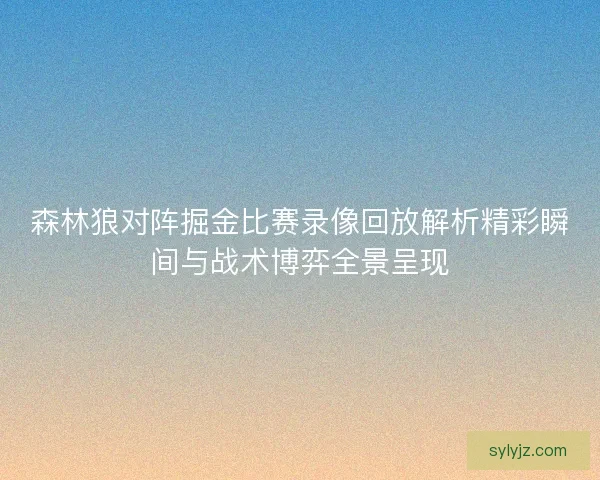 森林狼对阵掘金比赛录像回放解析精彩瞬间与战术博弈全景呈现