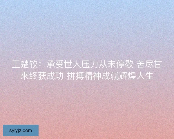 王楚钦：承受世人压力从未停歇 苦尽甘来终获成功 拼搏精神成就辉煌人生