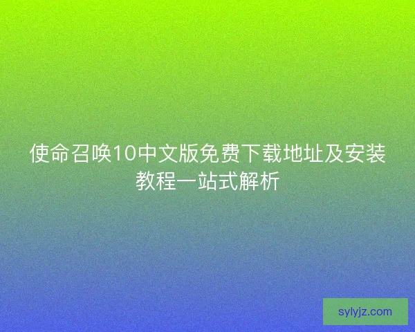 使命召唤10中文版免费下载地址及安装教程一站式解析