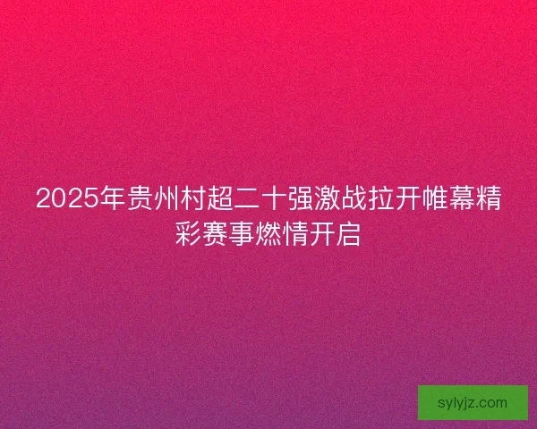2025年贵州村超二十强激战拉开帷幕精彩赛事燃情开启