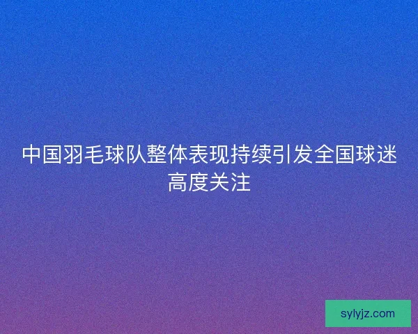 中国羽毛球队整体表现持续引发全国球迷高度关注
